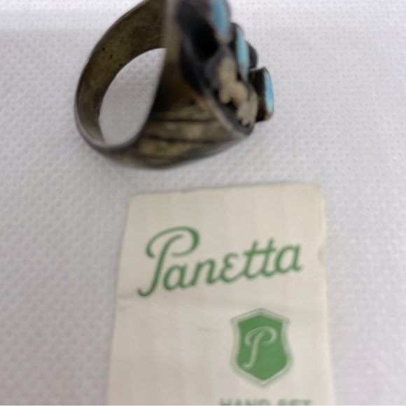 Panetta Vintage Navajo Turquoise Mixed Metal Ring, Sz 11 Native American Silver - Picture 9 of 9